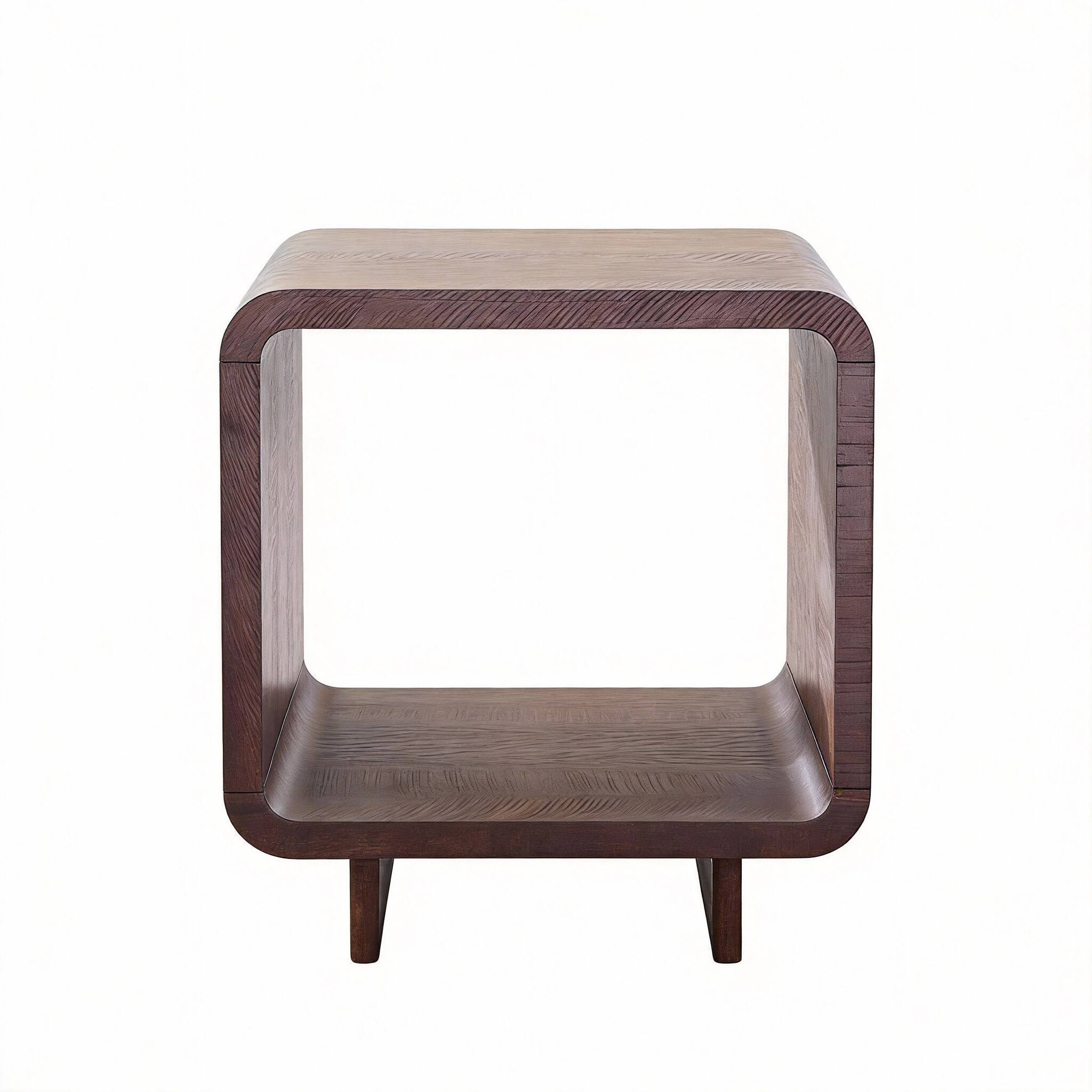 CovertSafe- 23.6" Modern End Table with Charging Station 2-Tier Storage Shelf Nightstand- Brown 1 Piece