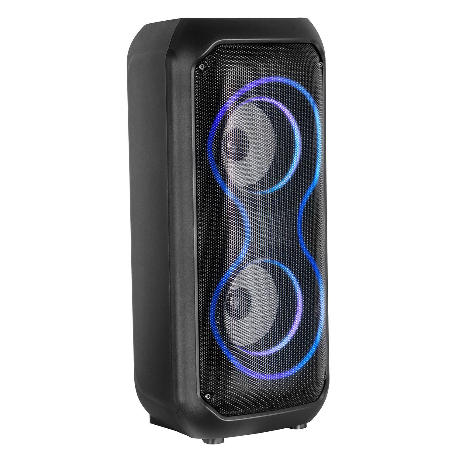 Alt View 5. iQ Sound - 6-Watt Portable Bluetooth Rechargeable Speaker, Dual 4" Woofers, FM Radio, Mic Input, Remote, IQ-3404BT - Black.