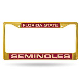 Rico Industries - Florida-State-Seminole's Gold Painted Metal Laser Cut License Plate Frame - Multi