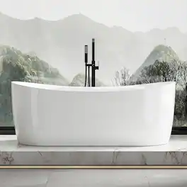 WELLFOR - HYDRA 72 in. x 33.5 in. Freestanding Air Bubble Massage and Whirlpool Bathtub with Heater with Center Drain - White