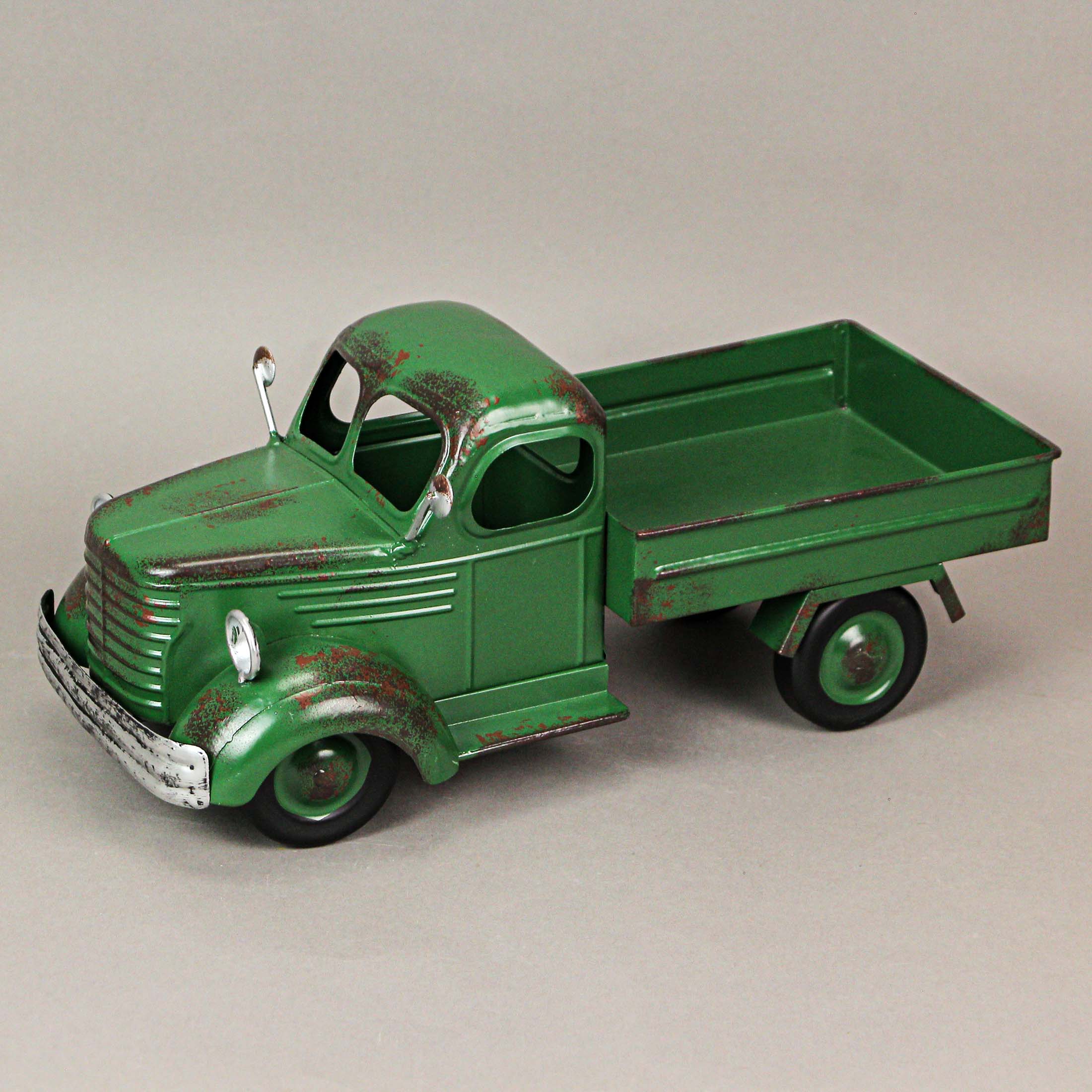 Alt View 1. Zeckos - 14 In Long Green Rustic Metal Decorative Vintage Pickup Truck Planter Farmhouse - Green.