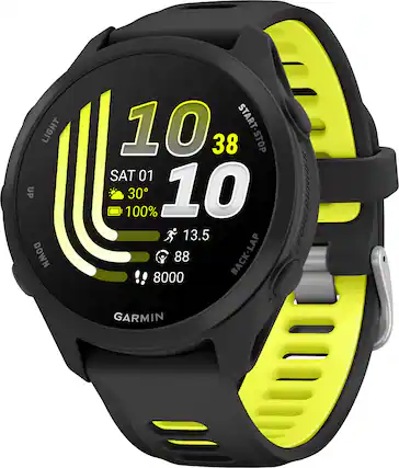 LIGHT UP DOWN 10 38 START-STOP 9 JER SAT 01 100% 30 10 FORERUNNER 13.5 88 BACK-LAP 8000 GARMIN
