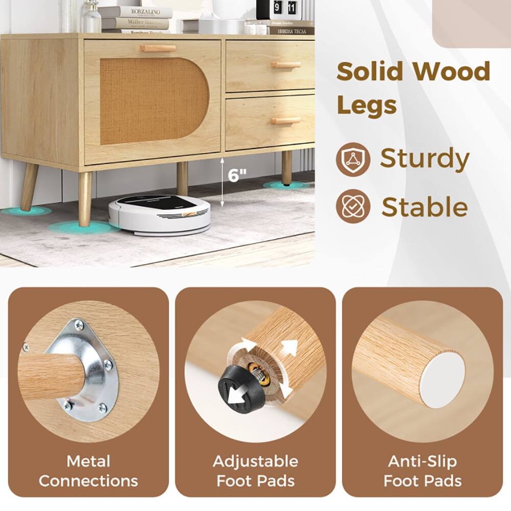 BORZALINO Miller 9 11 IA TECAA Solid Wood Legs 6" Sturdy Stable Metal Connections Adjustable Foot Pads Anti-Slip Foot Pads