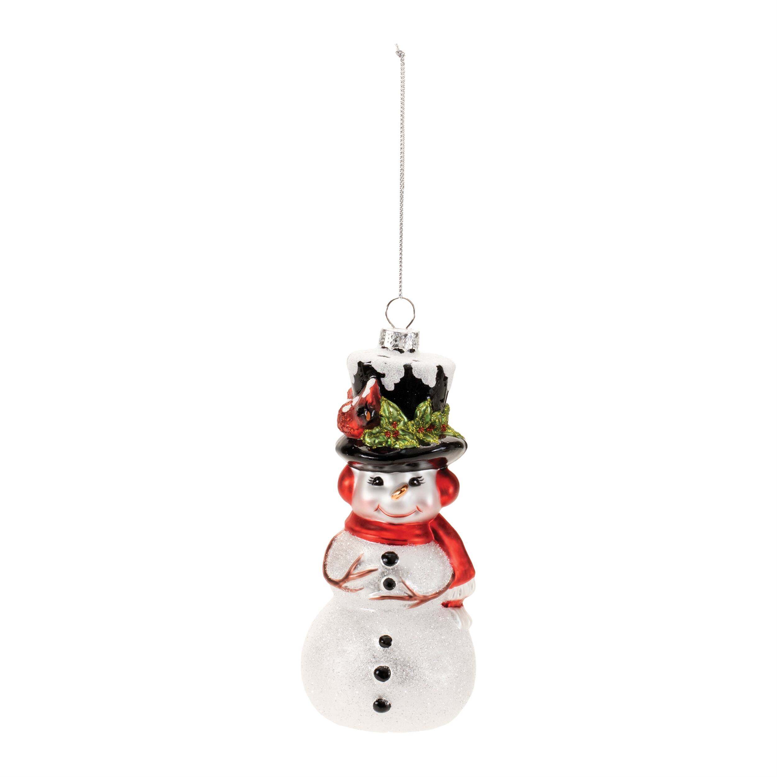 Angle. BreeBe - Classic Snowman Ornament (Set of 6) - White, Red, Black.