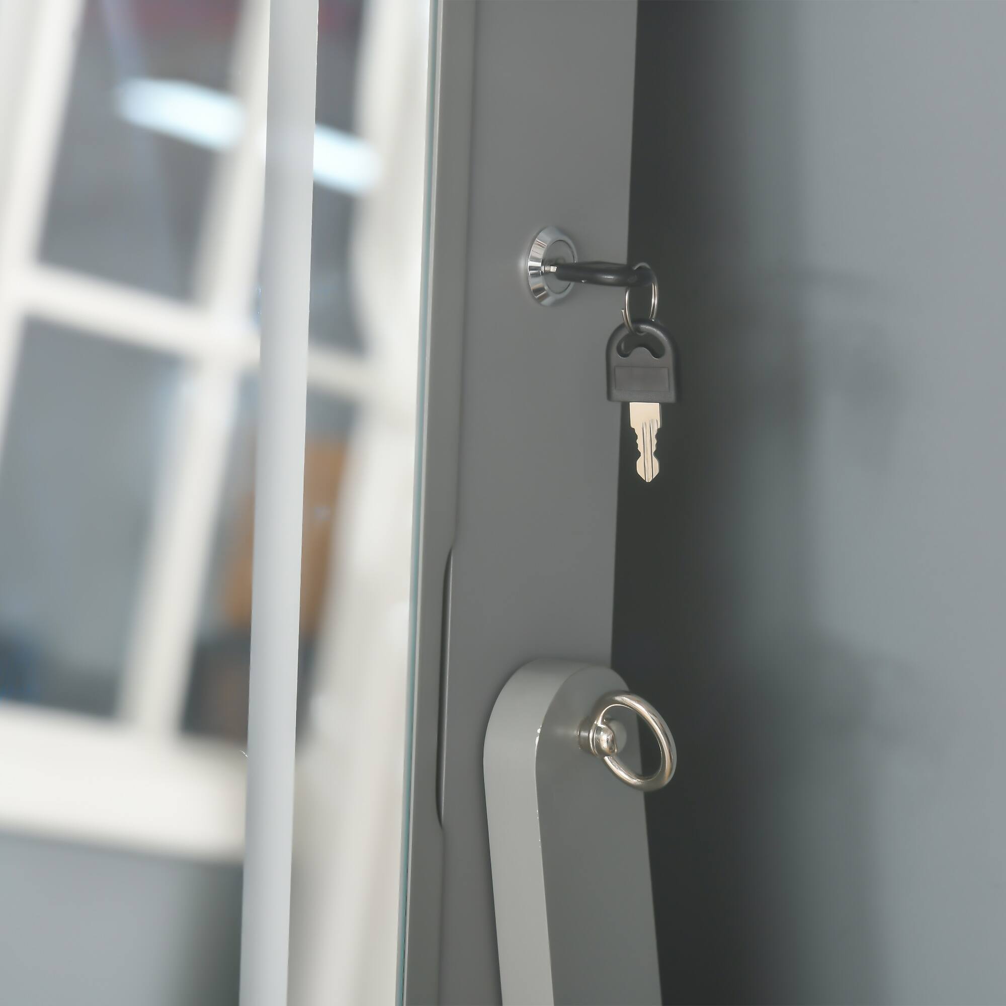 Alt View 7. Homcom - Floor Standing Jewelry Cabinet with LED Light, Lockable Organizer with Full-Length Mirror,and 4 Adjustable Angles - Grey.