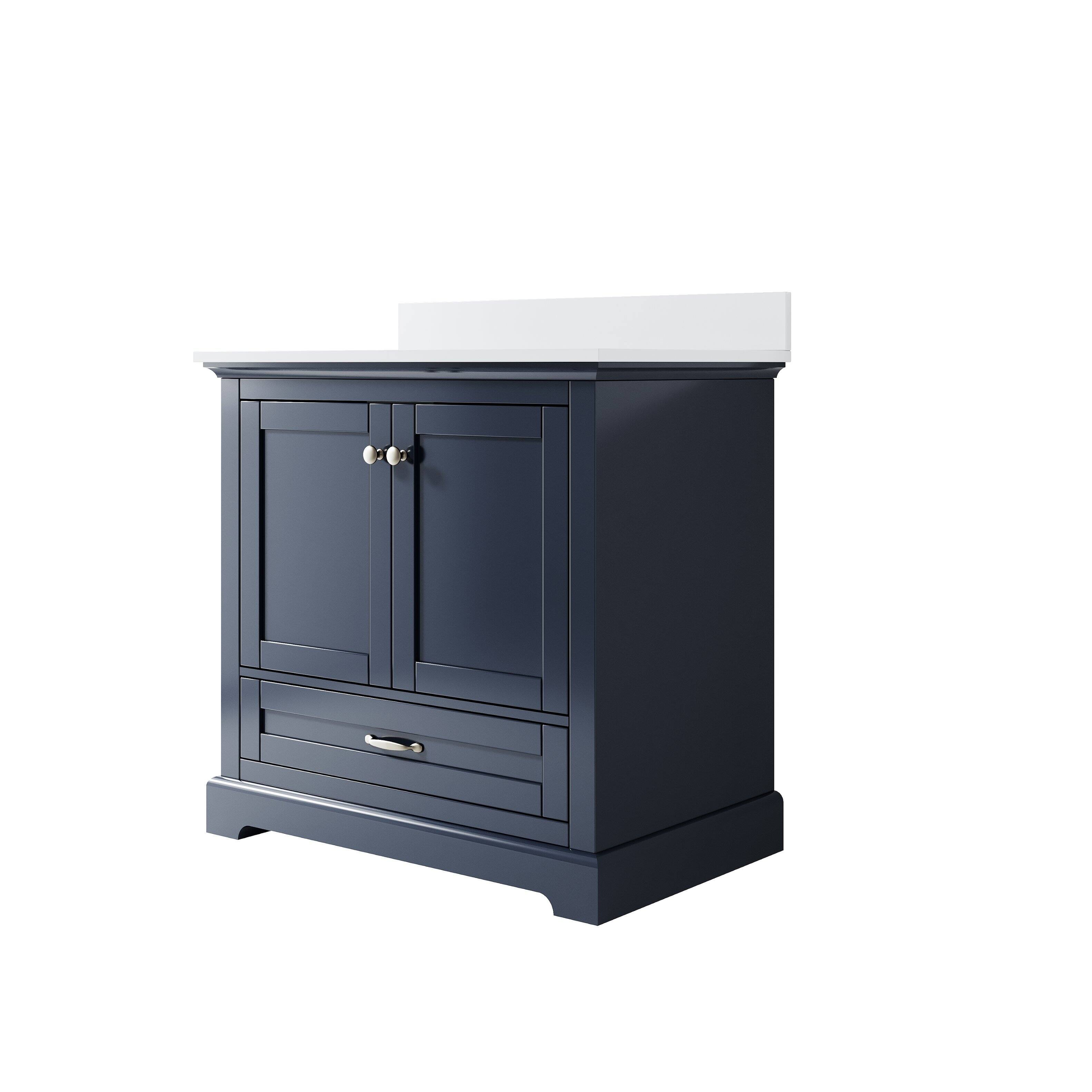 Alt View 7. WELLFOR - LVD 36 in. Solid Wood Single Sink Freestanding Bath Vanity with Culutered Marble Top, Assembled - Navy Blue.