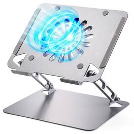 HongFei - Laptop Cooling Pad with Upgrade Low-Noise Fan and 3.0 USB Hubs, Ventilated Cooler Prevent Overheating, Adjustable Stand - Silver