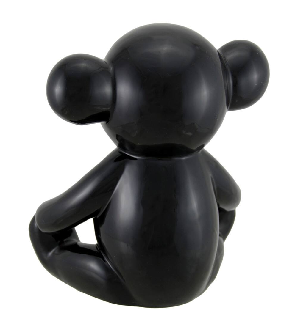 Alt View 2. Zeckos - Glossy Black Ceramic Teddy Bear Statue 6 Inch - Black.
