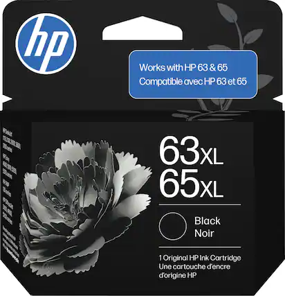 hp Works with HP 63 & 65
Compatible avec HP 63 et 65
63XL 65XL
Black Noir
1 Original HP Ink Cartridge
Une cartouche d'encre d'origine HP