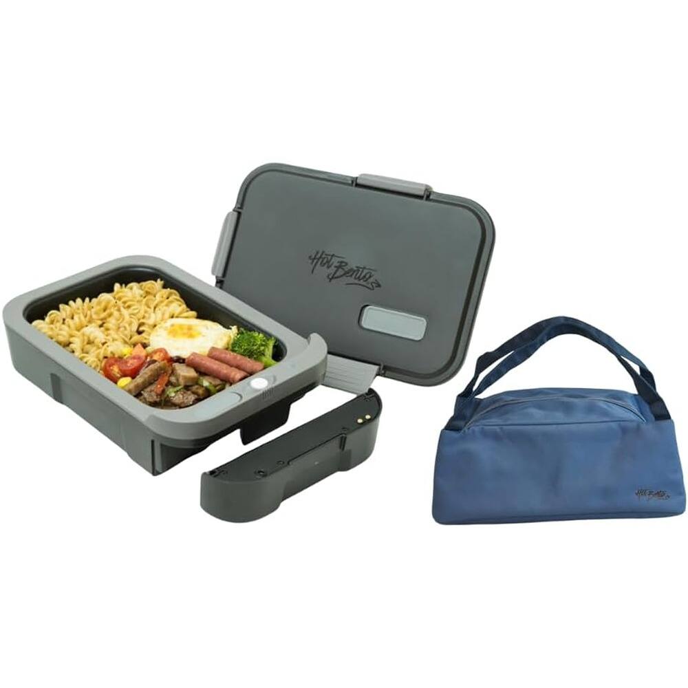 Angle. RTMB - Cordless Electric Lunch Box with Insulated Bag, Battery-Powered (Black) - gray.