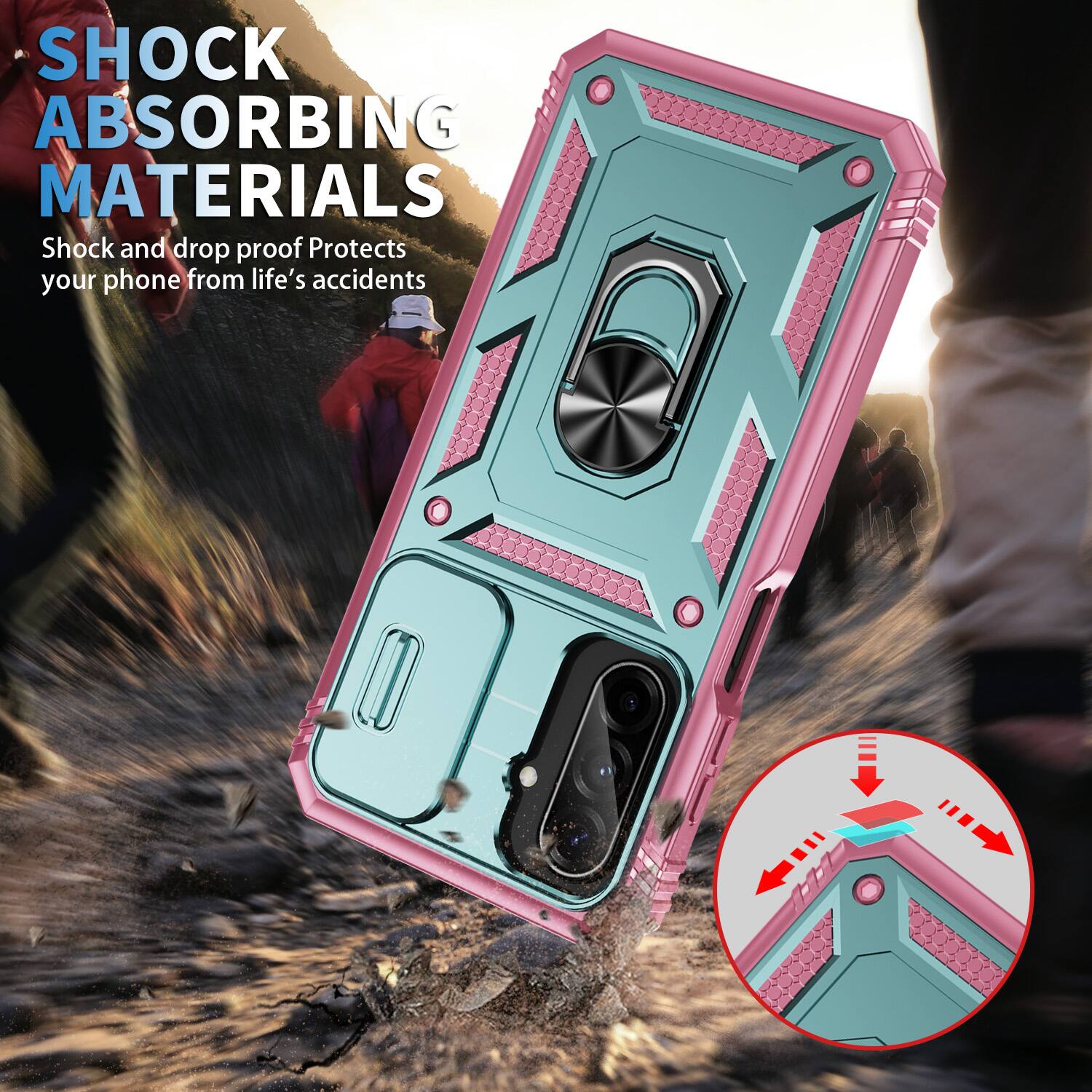 SHOCK ABSORBING MATERIALS  
Shock and drop proof  
Protects your phone from life's accidents