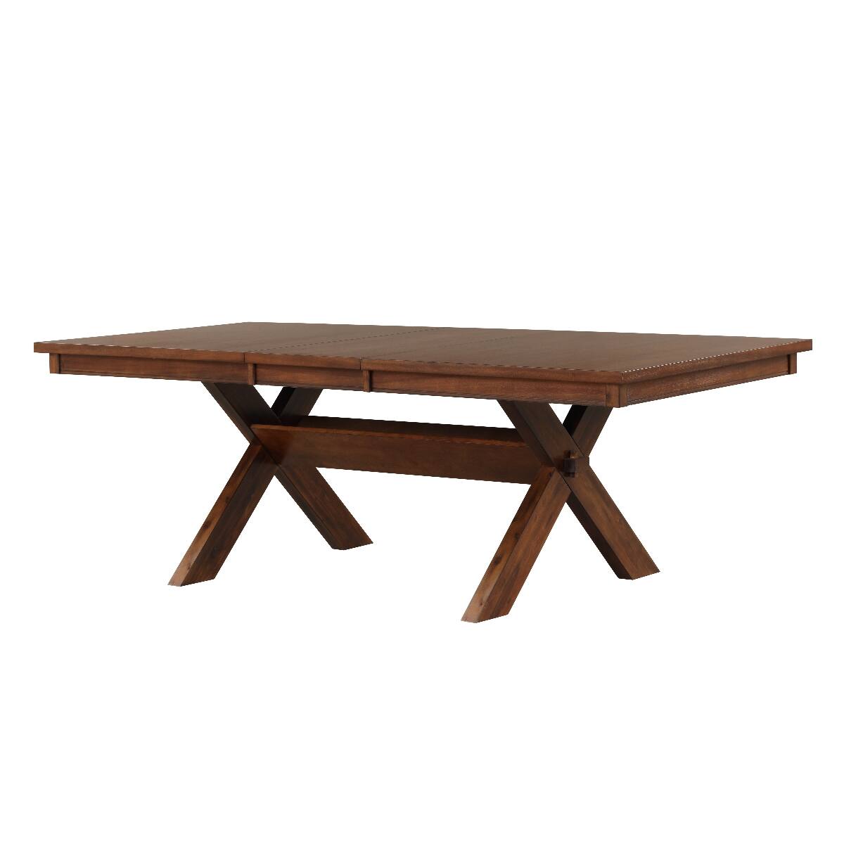 Alt View 4. Loheer - Loheer Extendable Dining Table, Dark Hazelnut Rectangular Wood Table with 18 Inch Leaf - Hazelnut.