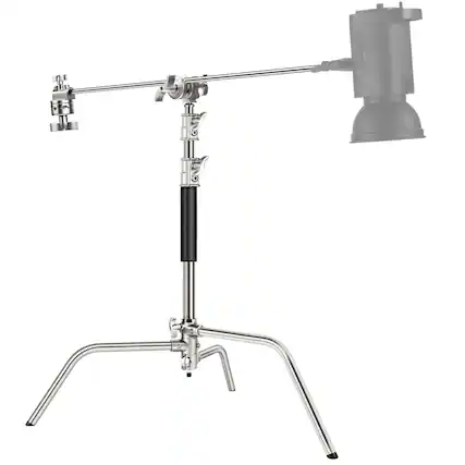 Front. Neewer - Heavy-Duty Stainless Steel C-Stand with Boom Arm.