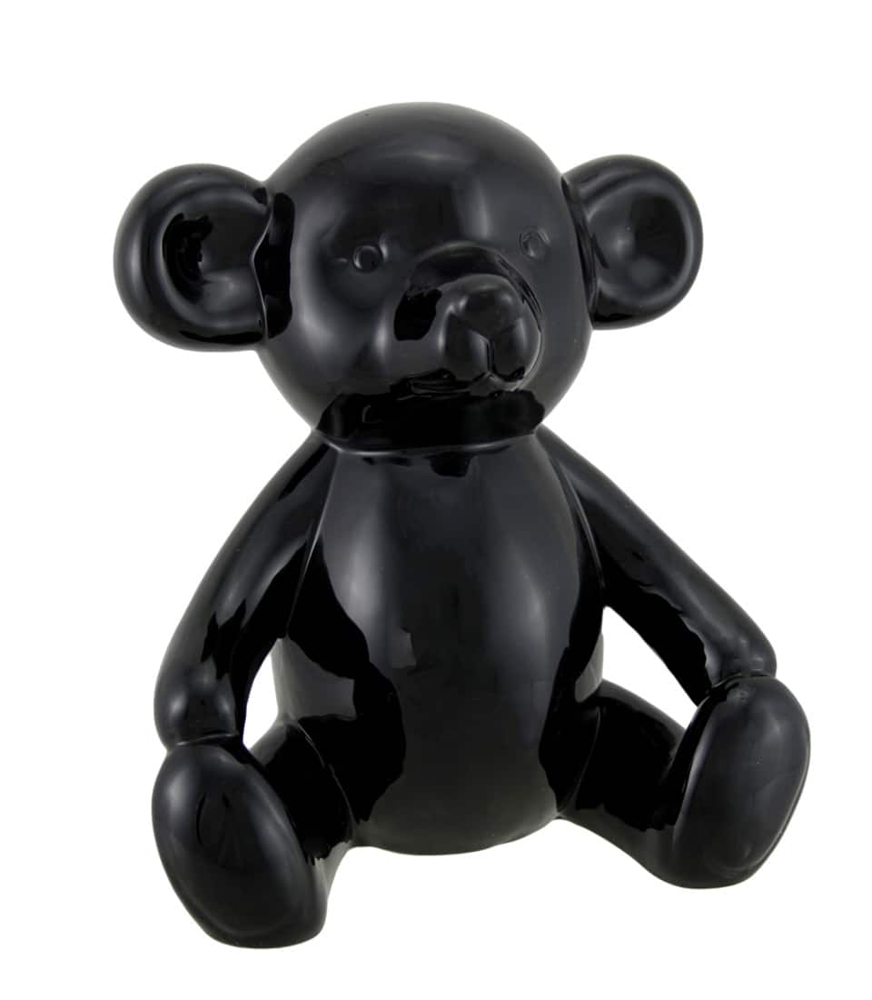 Zeckos - Glossy Ceramic Teddy Bear Statue 6 Inch - Black