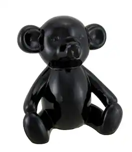 Zeckos - Glossy Ceramic Teddy Bear Statue 6 Inch - Black