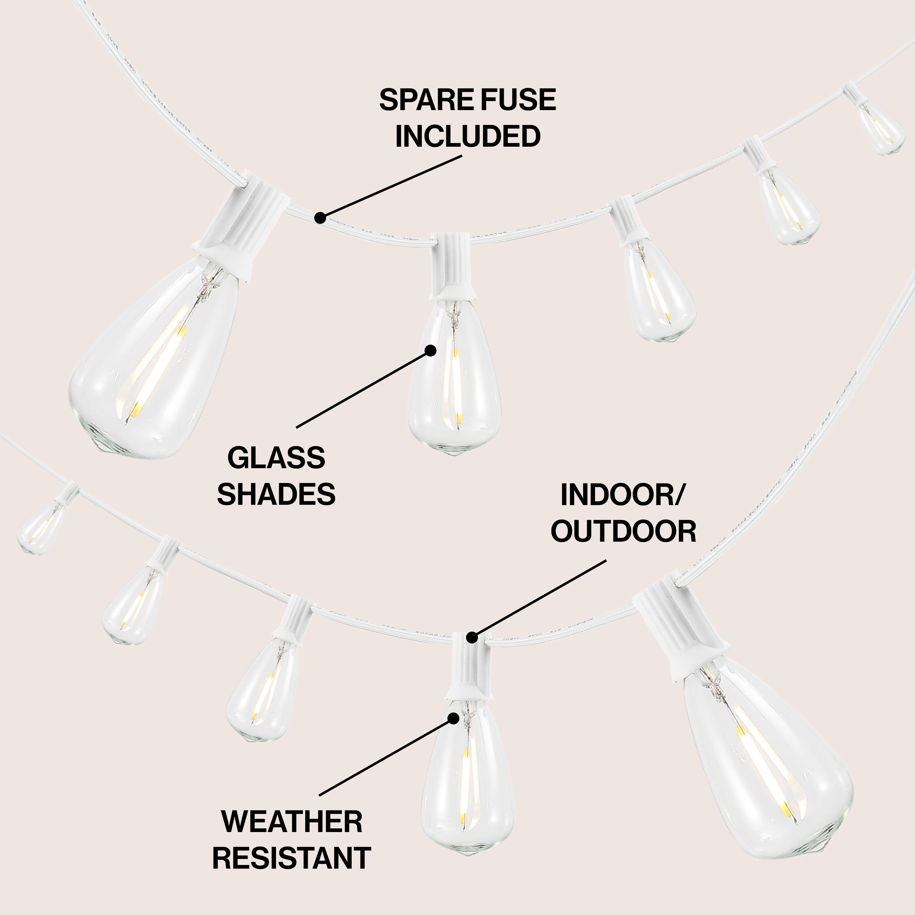 SPARE FUSE INCLUDED  
GLASS SHADES  
INDOOR/OUTDOOR  
WEATHER RESISTANT