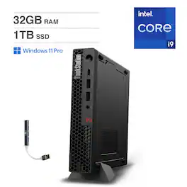 Lenovo - ThinkStation P3 Tiny Workstation Mini Desktop (Intel i9-14900 vPro, T400 4GB, 32GB DDR5, 1TB SSD, Win 11 Pro) - Black