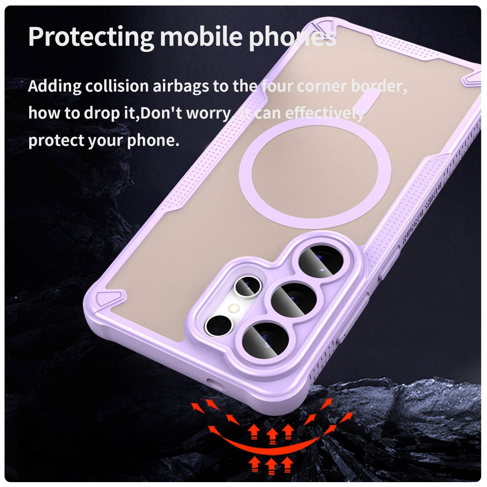 Protecting mobile phones

Adding collision airbags to the four corner border, how to drop it, Don't worry, A can effectively protect your phone.
