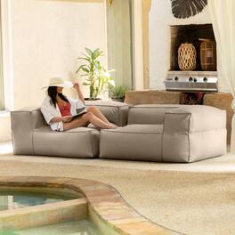 Jaxx - Baya Outdoor Modular Loveseat - Luxurious Soft Seating for Poolside or Hospitality - Ash
