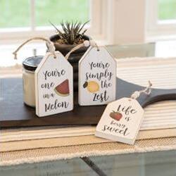 BreeBe *3/Set Summer Fruit Distressed Wooden Tag Ornaments Multicolor ...
