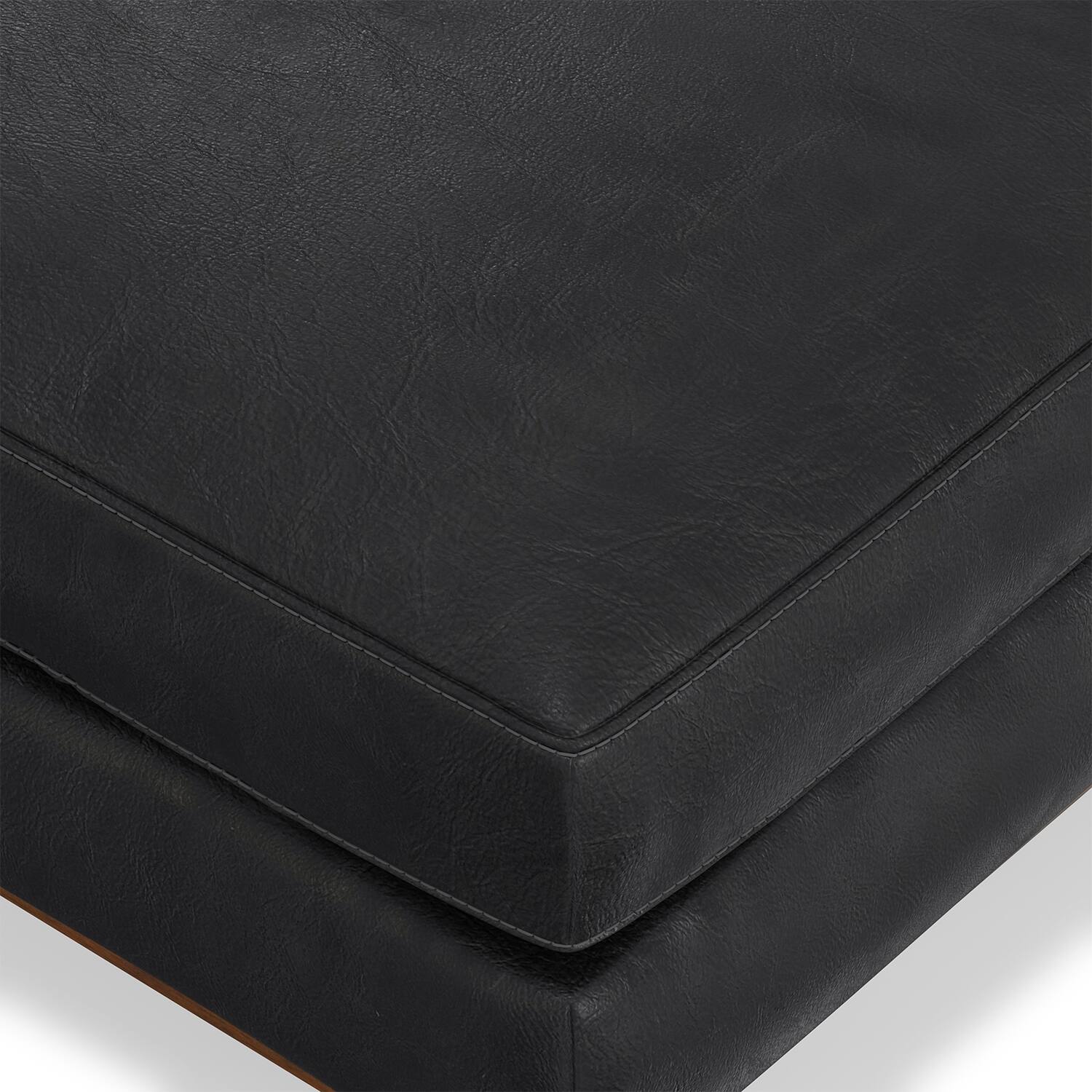 Alt View 3. Simpli Home - Morrison 49 inch Wide Mid-Century Modern Table Ottoman in Lead Black Genuine Leather - Lead Black.