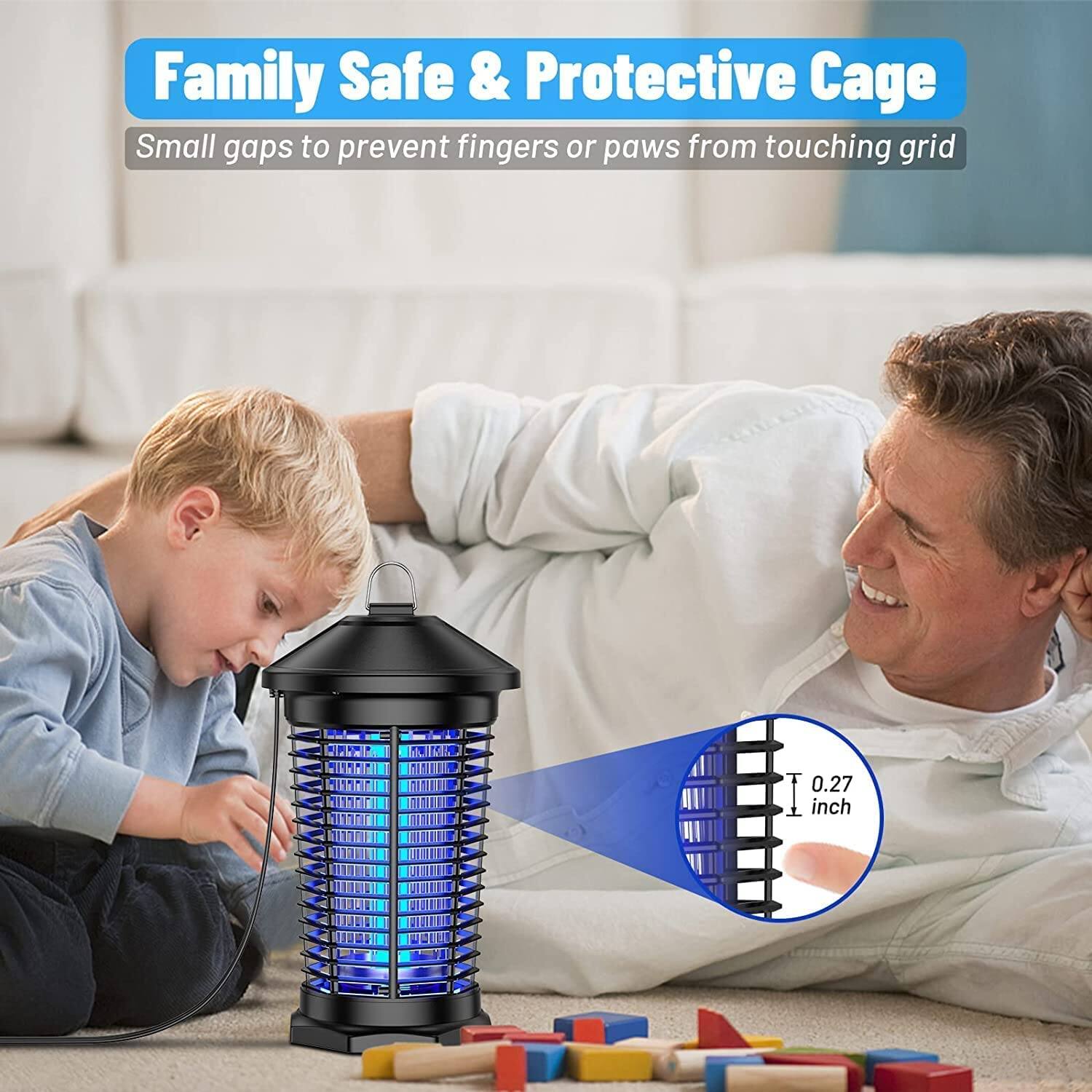 Family Safe & Protective Cage  
Small gaps to prevent fingers or paws from touching grid  
0.27 inch