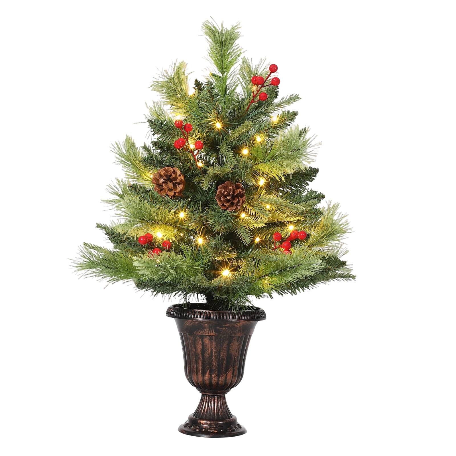 Front. GARVEE - 2FT Pre-Lit Potted Christmas Tree 40 LED Lights Artificial Mini Tree for Home Office Table Decor - 2ft.