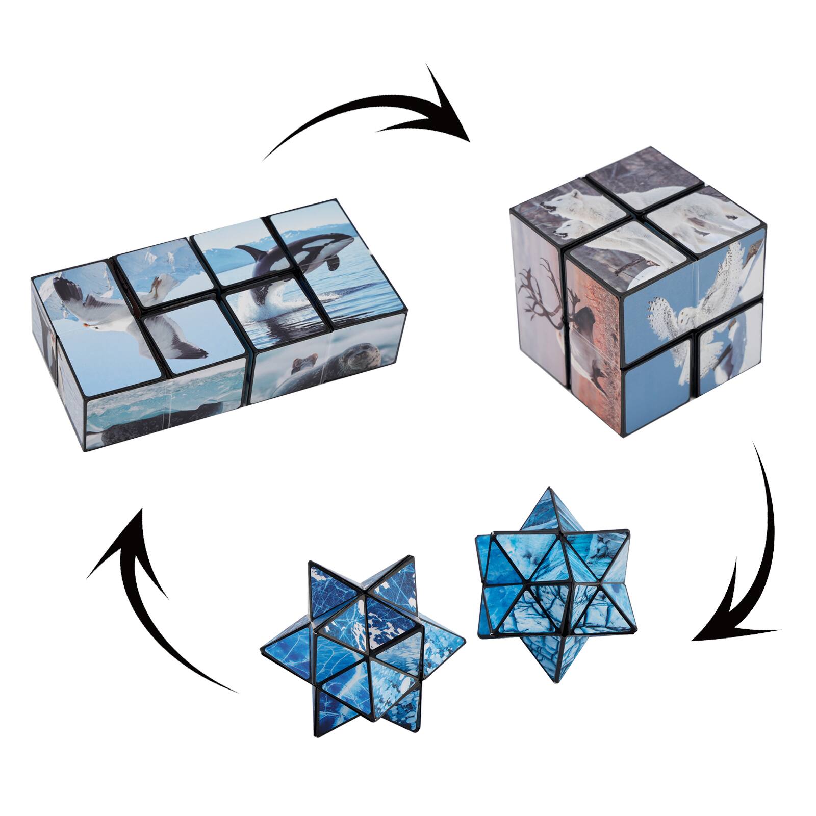 Alt View 1. Topteng - 2-in-1 Transformable Star Magic Cube - North & South Poles Design, Shape-Shifting Puzzle Toy for Kids & Adults.