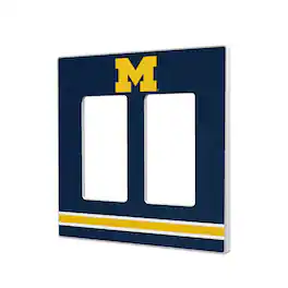Keyscaper - Michigan Wolverines Stripe Design Double Rocker Light Switch Plate - Multicolor