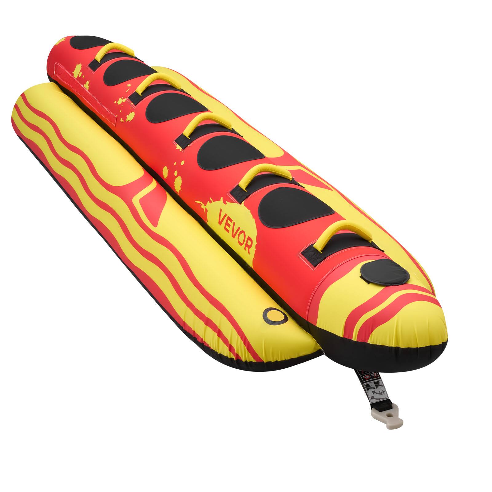 Alt View 5. VEVOR - Towable Tubes for Boating, 5 Riders Inflatable Boat Tubes and Towables, 850 lbs Capacity Water Sport Tube - Yellow + Red.