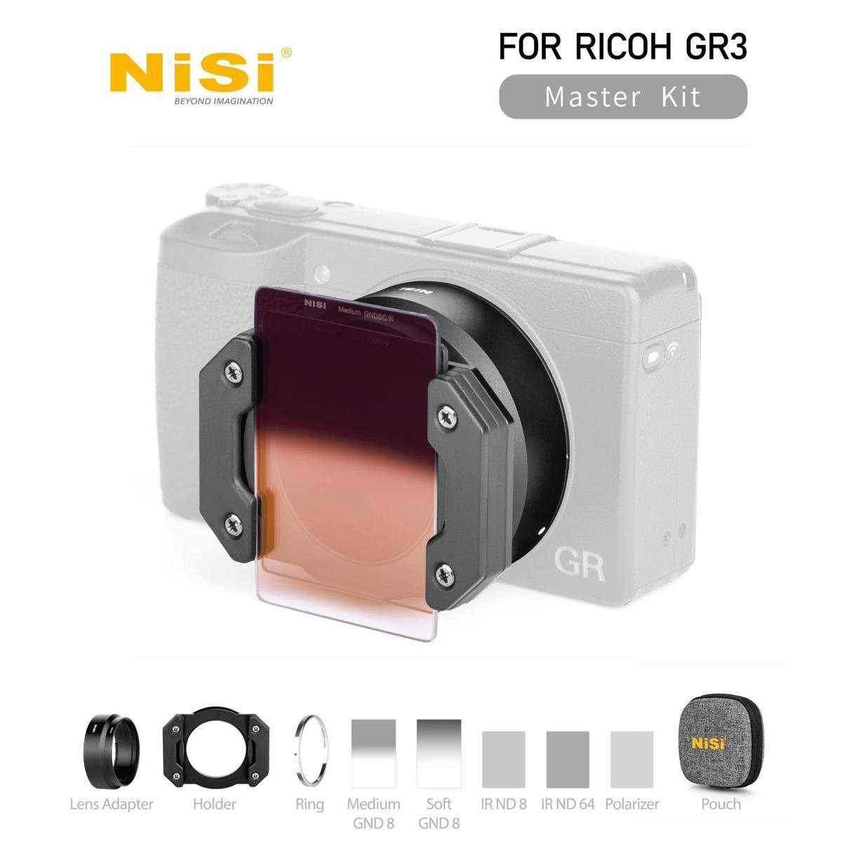 Nisi BEYOND IMAGINATION FOR RICOH GR3 Master Kit NISI Medium GUCSAR GR NiSi Lens Adapter Holder Ring Medium Soft GND 8 GND 8 IR ND 8 IR ND 64 Polarizer Pouch