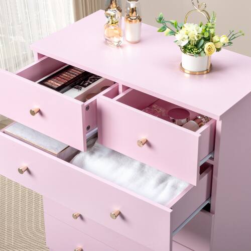 Alt View 5. Winado - Modern 4 Drawer Dresser Tall Dresser Chest of Drawers Anti-Tipping Device Metal Handle for Bedroom Living Room Hallway - Pink.