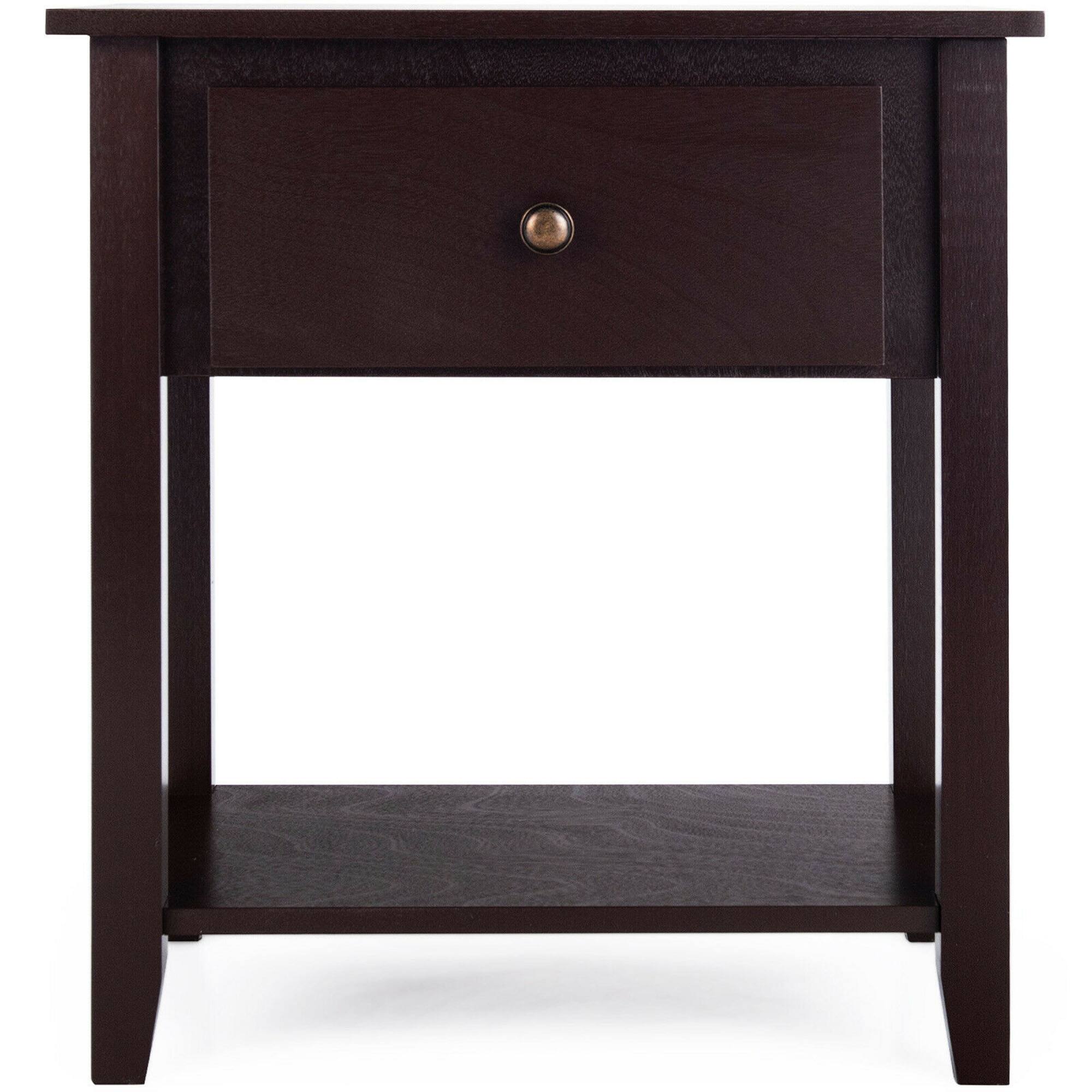 Alt View 5. Gymax - Gymax 2PCS Nightstand Sofa End Side Table W/ Storage Drawer Bottom Shelf Espresso - Espresso.