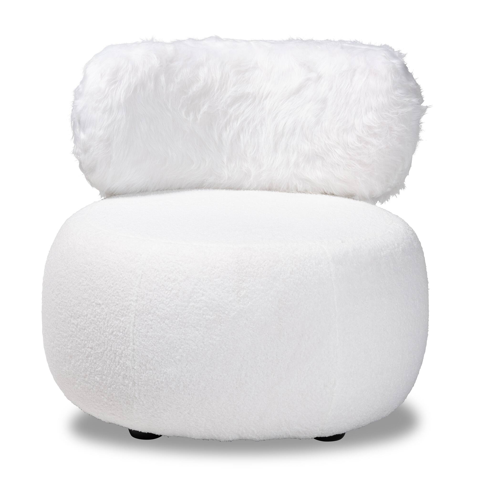 Angle. Baxton Studio - Tayla Modern and Contemporary Fabric Upholstered and Metal Accent Chair - White/Black.