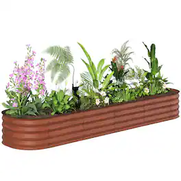 Outsunny - x 2' x 1' Galvanized Raised Garden Bed Kit - Brown