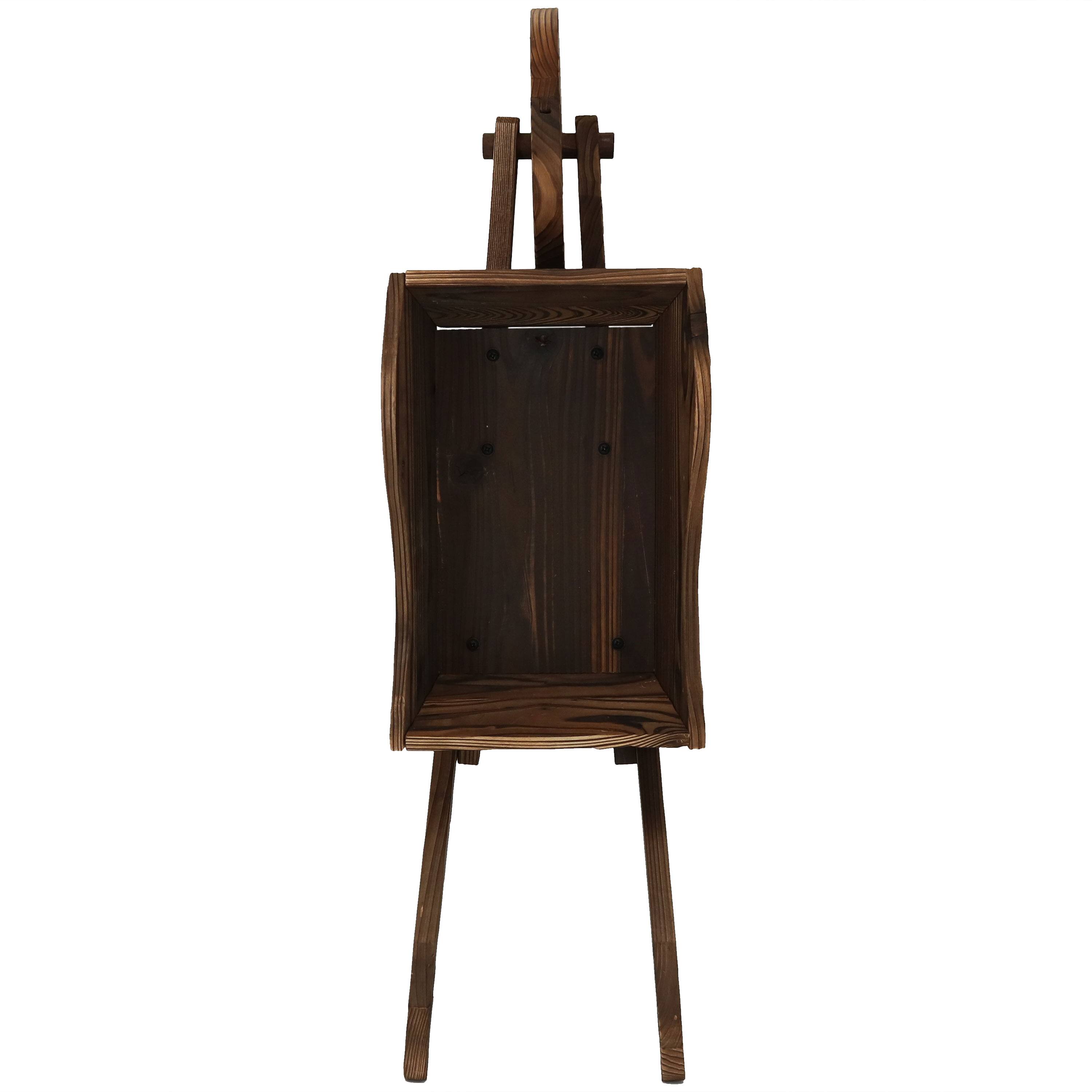 Alt View 9. Sunnydaze - Natural Wooden Fir Decorative Wheelbarrow Garden Planter - Brown.