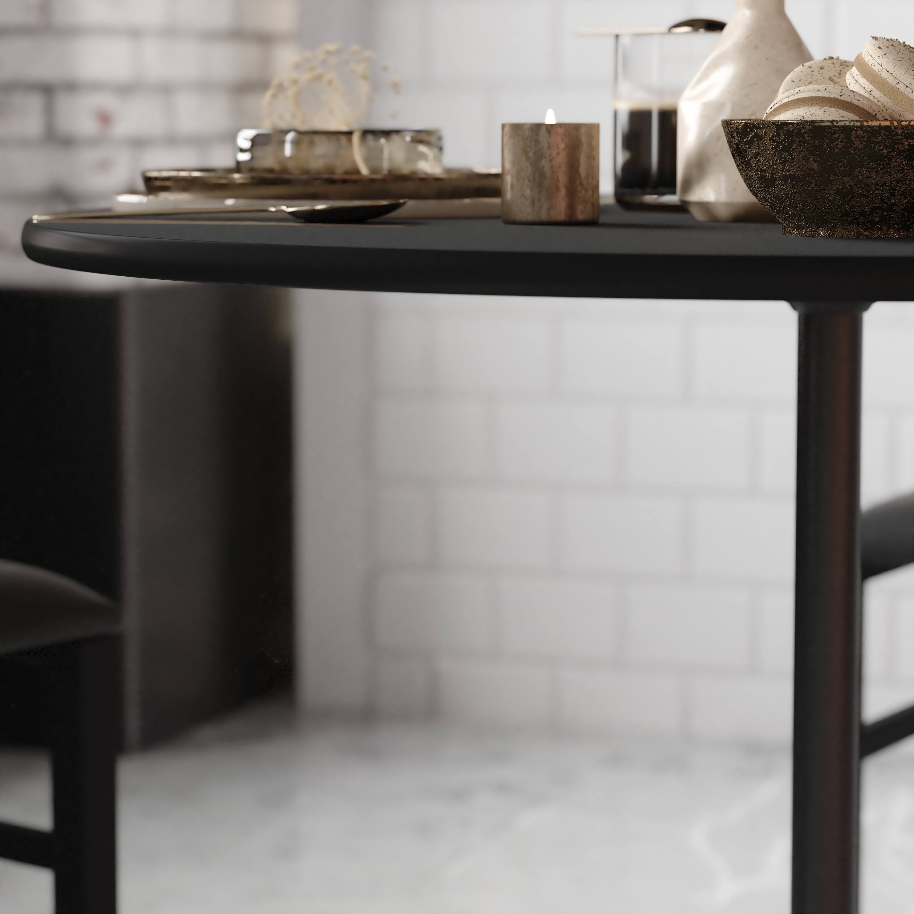 Alt View 3. Flash Furniture - Lars 36'' Round Wood Cocktail Table with 30'' and 42'' Columns, Black - Black.