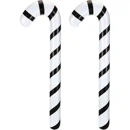 PARKER SLATER - 2-Pc 35in Inflatable Candy Canes – Black & White Indoor/Outdoor Decor - White, Black