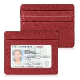 Kitcheniva - Slim Minimalist Credit Card Holder & Wallet With ID Window - Poppy Red