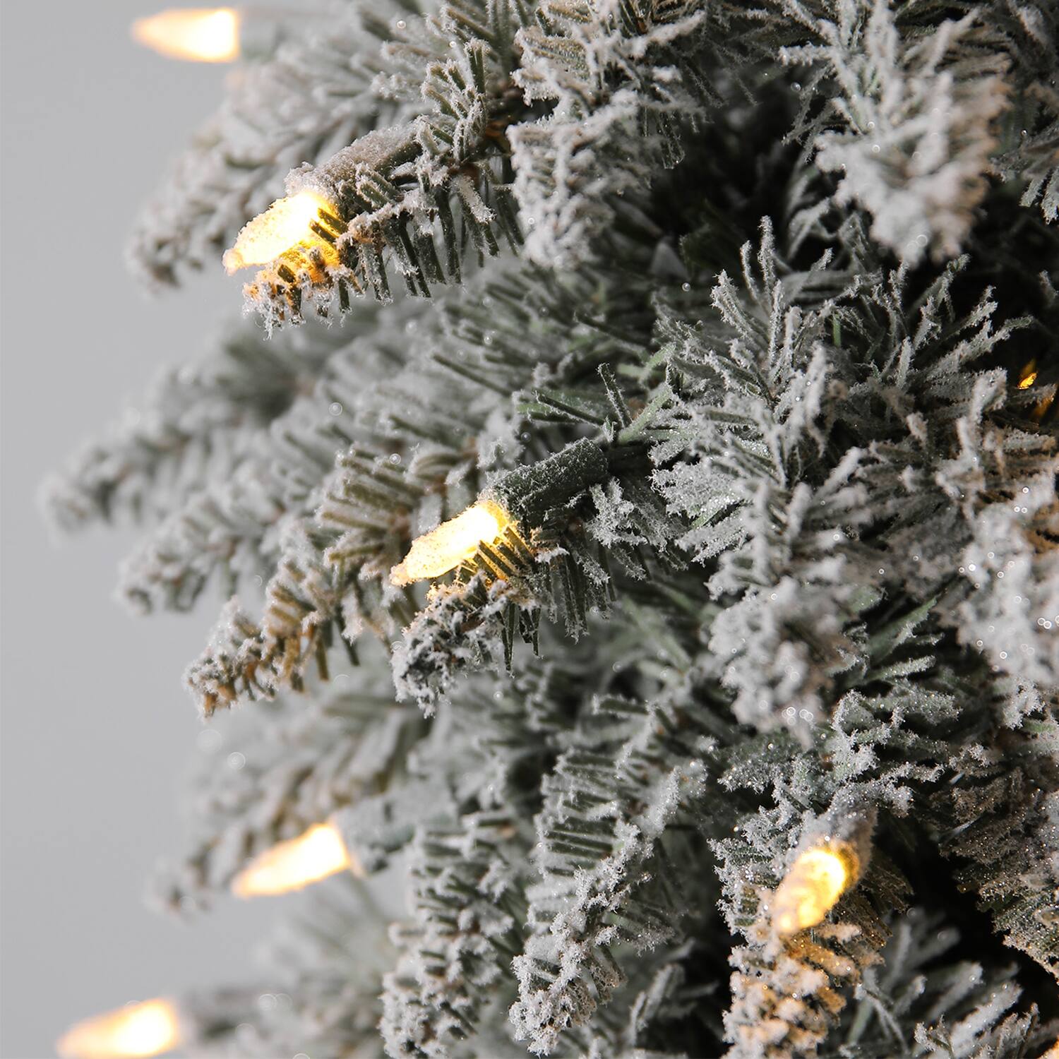 Alt View 4. Home Heritage - Home Heritage Albert 7' Flocked Pencil 200 LED Pre-Lit Artificial Christmas Tree - Green.