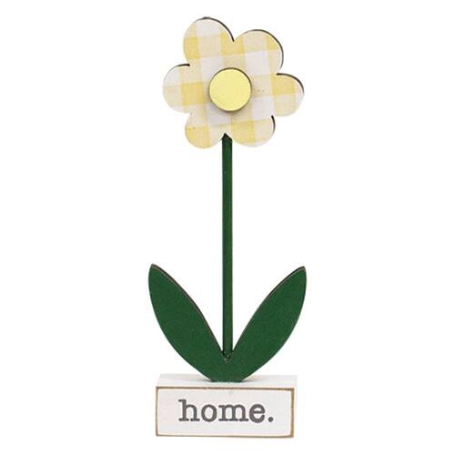 Back. BreeBe - 3/Set Home Blessed Family Gingham Check Daisies on Base - Multicolor.