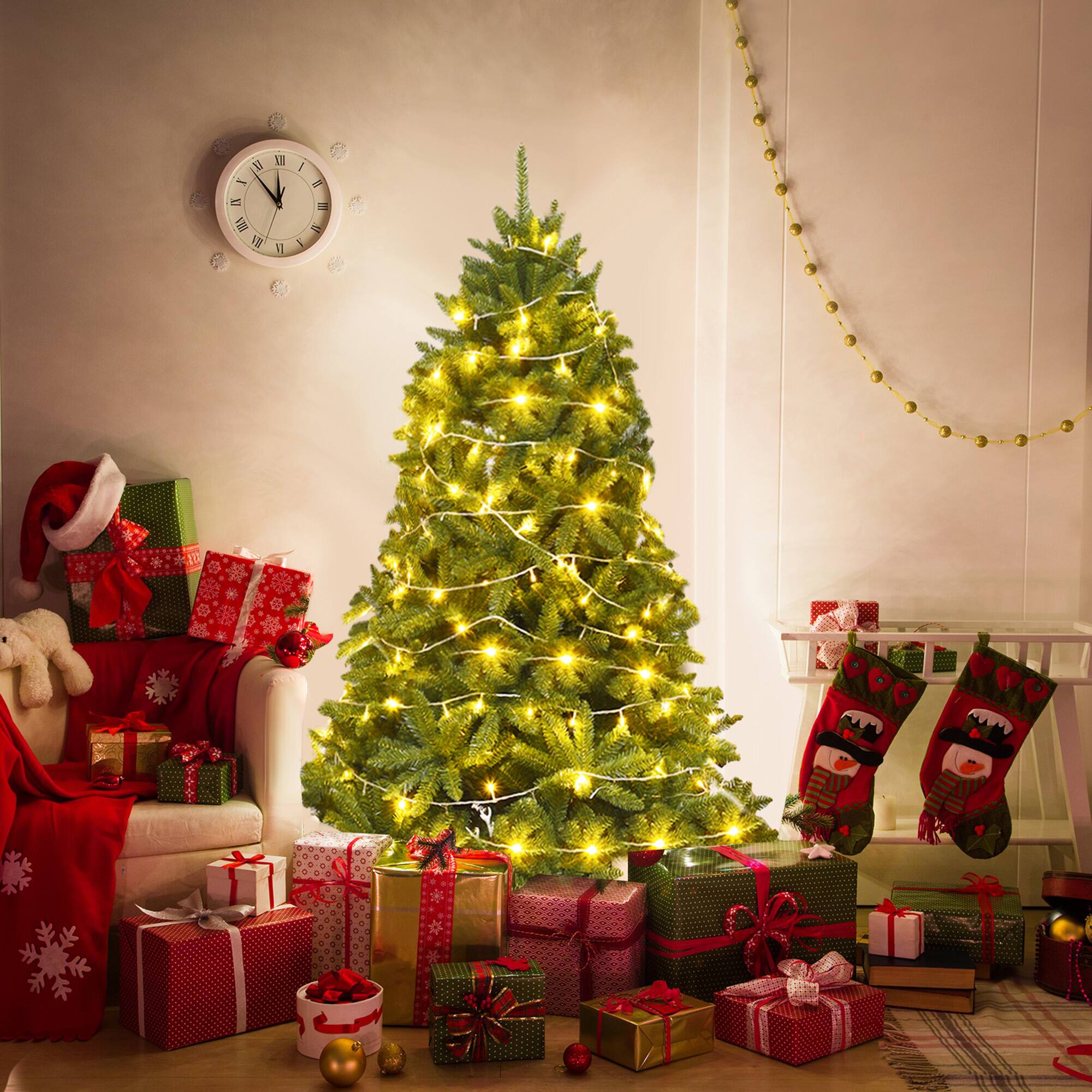 Alt View 1. Gymax - Gymax 5ft 600 Hinged Tips Artificial Christmas Fir Tree Patio Home - Green.