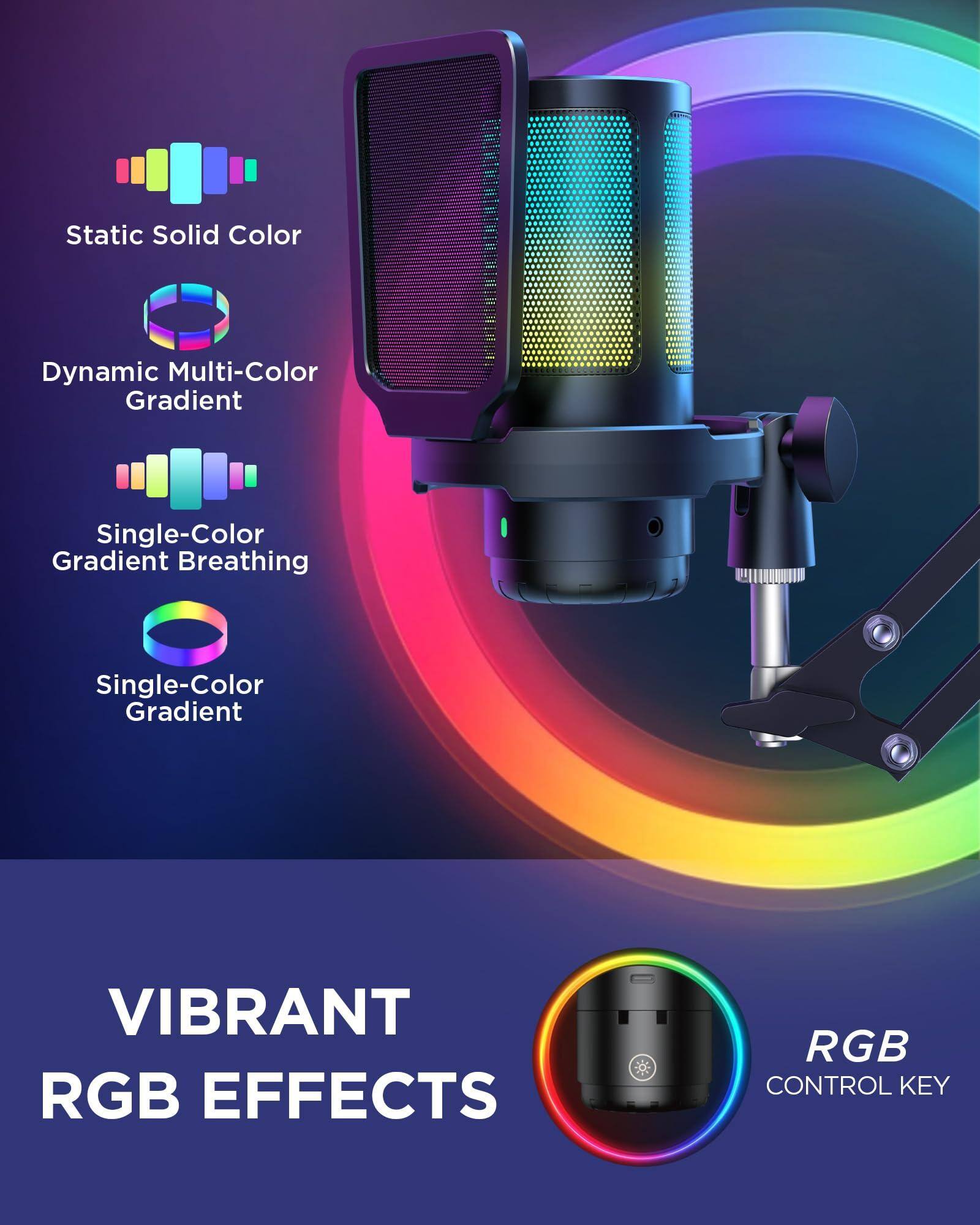 - Static Solid Color
- Dynamic Multi-Color Gradient
- Single-Color Gradient Breathing
- Single-Color Gradient
- VIBRANT RGB EFFECTS
- RGB CONTROL KEY