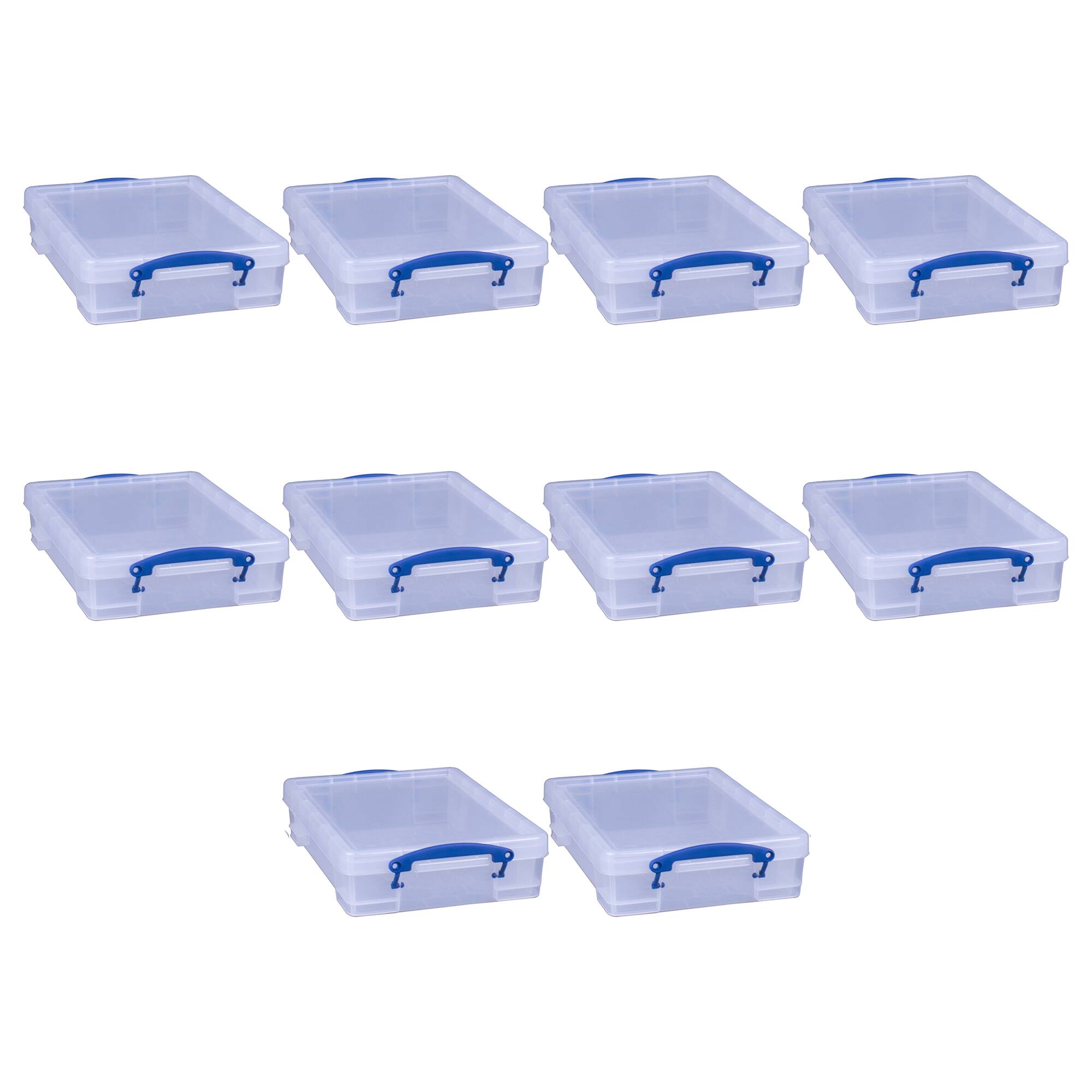 Front. Really Useful Box - Really Useful Box 4L Storage Container with Lid and Clip Lock Handles, (10 Pack) - Clear.