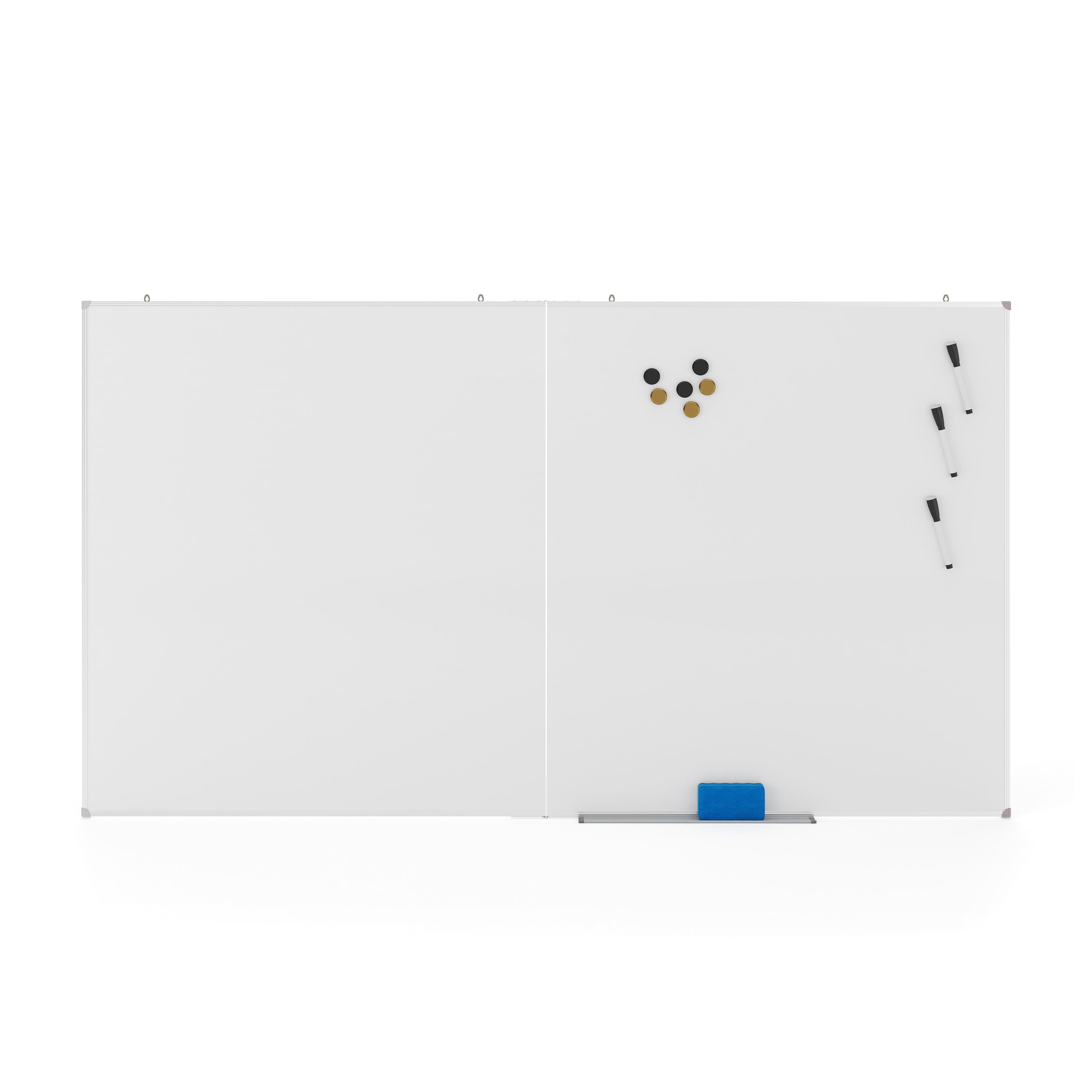 Emma + Oliver - Magnetic Dry Erase Board for Wall with Tray and Aluminum Frame - White