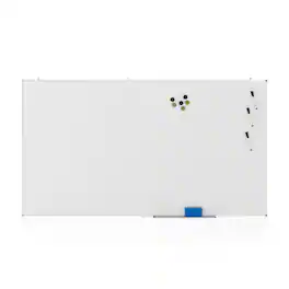 Emma + Oliver - Magnetic Dry Erase Board for Wall with Tray and Aluminum Frame - White