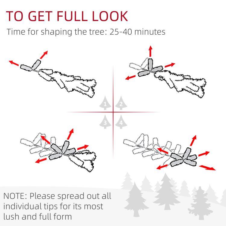 TO GET FULL LOOK  
Time for shaping the tree: 25-40 minutes

1  
2  
3  
4  

NOTE: Please spread out all individual tips for its most lush and full form