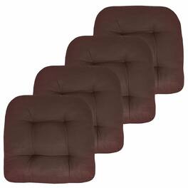 Sweet Home Collection - Patio Cushions Indoor/Outdoor Chair Pads Tufted 19" x 19", 4-Pack - Chocolate