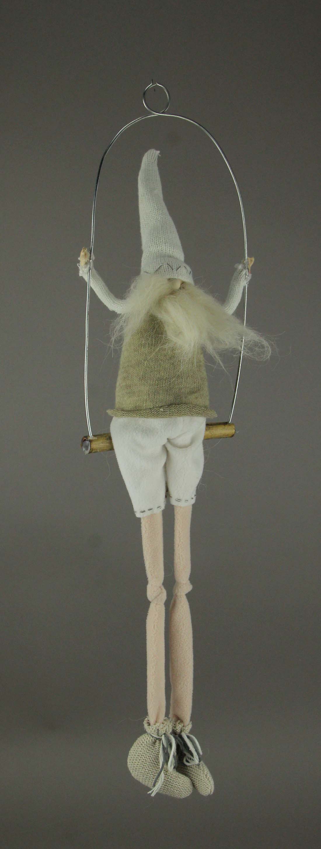 Alt View 1. Allstate Floral - Santa On Swing Christmas Gnome Holiday Elf Hanging Decoration - Gray.