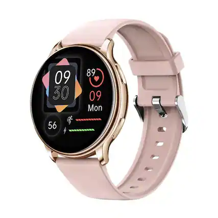 Front. YONWAY - Smartwatch for iPhone & Android, Style Smart Watch, Wellness Tracker with 1.32" AMOLED Screen, Up to 10 Days Battery - Gold.